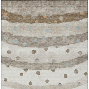 5x8 Ivory Purple Stripe Polyester Area Rug Washable Stain Resistant Indoor Outdoor