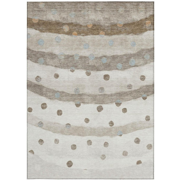 9 X 12 Ivory Purple Striped Polyester Area Rug Washable Stain Resistant Indoor Outdoor
