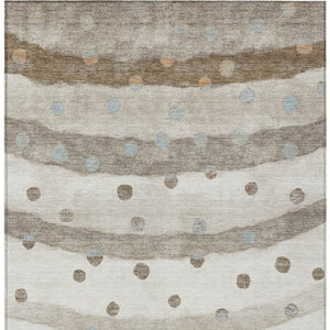 9 X 12 Ivory Purple Striped Polyester Area Rug Washable Stain Resistant Indoor Outdoor