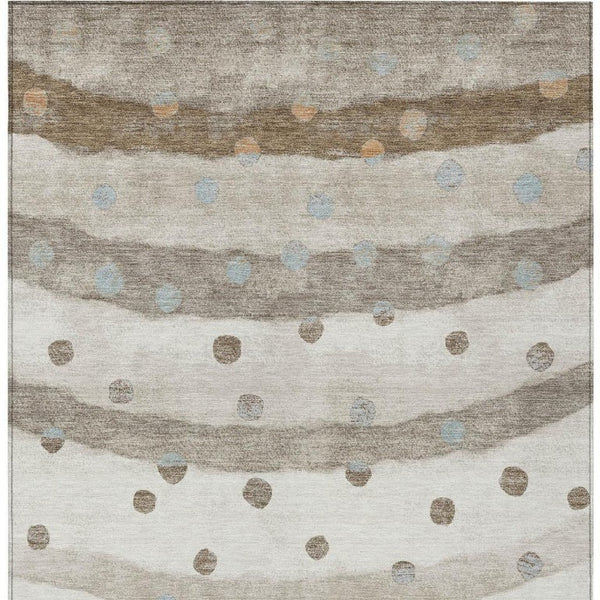 9 X 12 Ivory Purple Striped Polyester Area Rug Washable Stain Resistant Indoor Outdoor