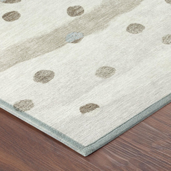 9 X 12 Ivory Purple Striped Polyester Area Rug Washable Stain Resistant Indoor Outdoor