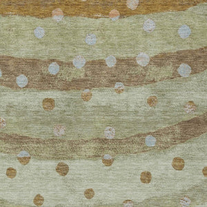 5x8 Sage Striped Washable Polyester Area Rug for Patio Porch Living Room and High Traffic Zones