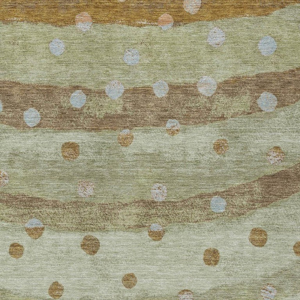 5x8 Sage Striped Washable Polyester Area Rug for Patio Porch Living Room and High Traffic Zones