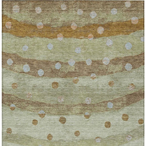 5x8 Sage Striped Washable Polyester Area Rug for Patio Porch Living Room and High Traffic Zones