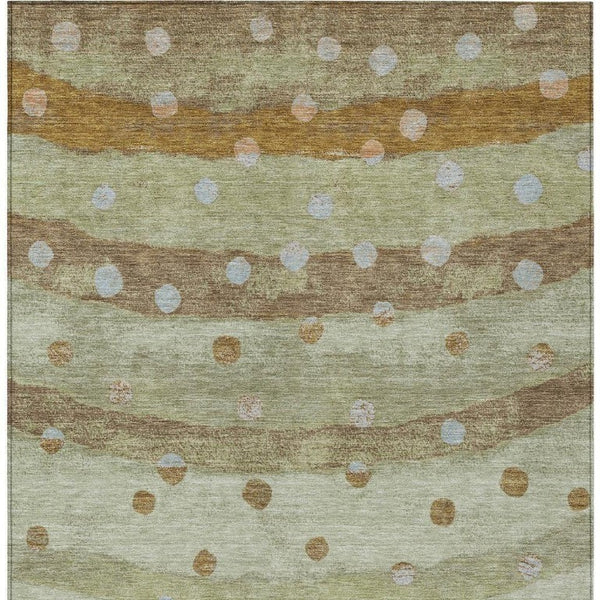 5x8 Sage Striped Washable Polyester Area Rug for Patio Porch Living Room and High Traffic Zones