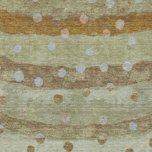 5x8 Sage Striped Washable Polyester Area Rug for Patio Porch Living Room and High Traffic Zones