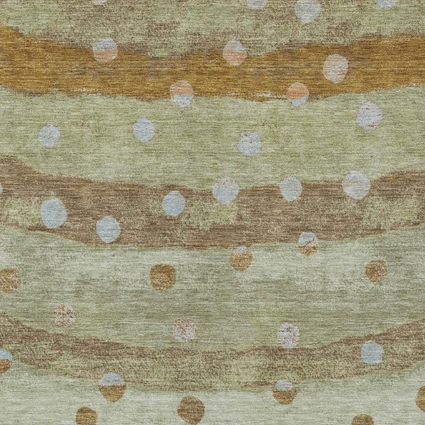 5x8 Sage Striped Washable Polyester Area Rug for Patio Porch Living Room and High Traffic Zones