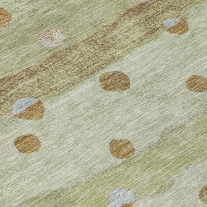 5x8 Sage Striped Washable Polyester Area Rug for Patio Porch Living Room and High Traffic Zones