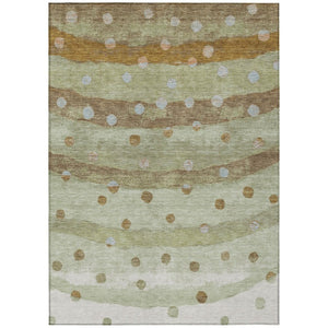 HomeRoots 8 X 10 Sage Striped Polyester Area Rug Washable Stain Resistant for Patio or Living Room 736945