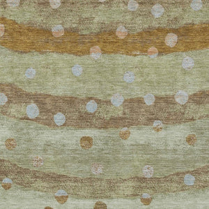 8 X 10 Sage Striped Polyester Area Rug Washable Stain Resistant for Patio or Living Room