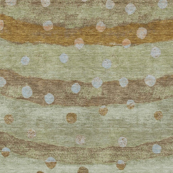 8 X 10 Sage Striped Polyester Area Rug Washable Stain Resistant for Patio or Living Room
