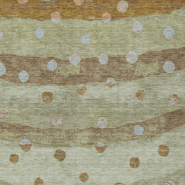 8 X 10 Sage Striped Polyester Area Rug Washable Stain Resistant for Patio or Living Room