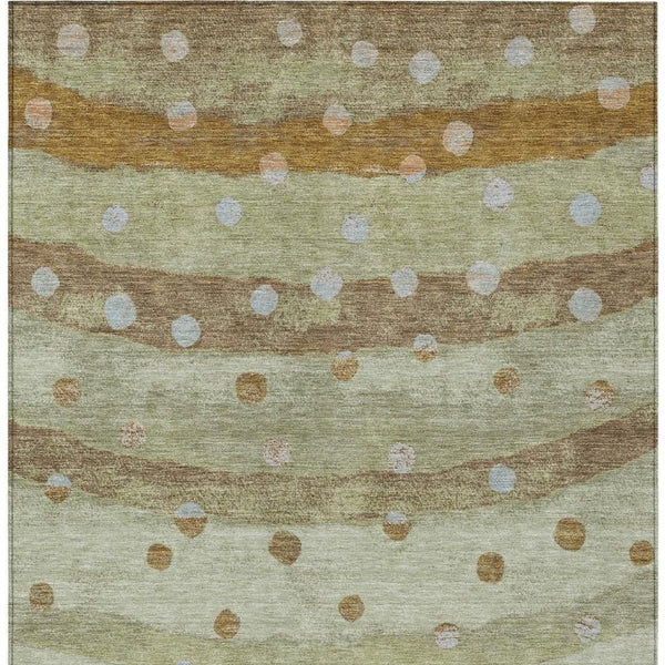 8 X 10 Sage Striped Polyester Area Rug Washable Stain Resistant for Patio or Living Room