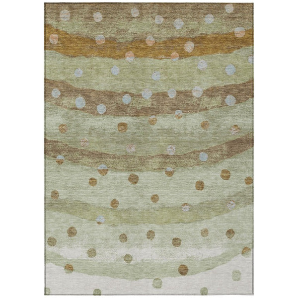 HomeRoots 9 X 12 Striped Sage Polyester Area Rug Washable Stain Resistant for Patio or Living Room 736946