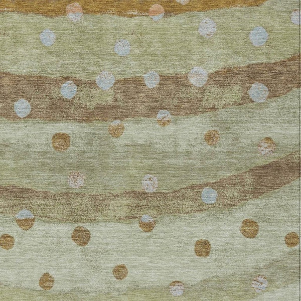 9 X 12 Striped Sage Polyester Area Rug Washable Stain Resistant for Patio or Living Room