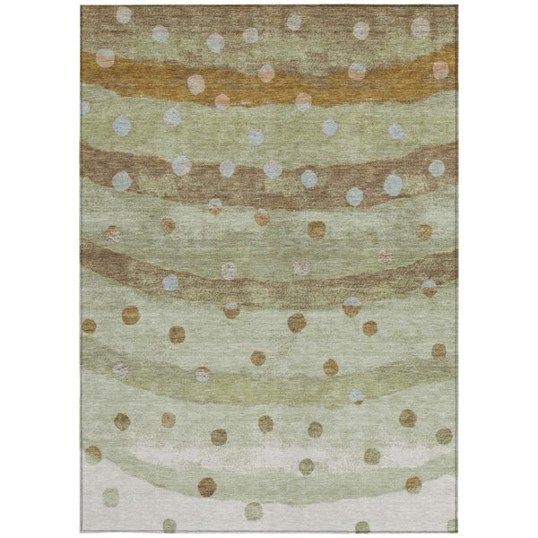 10 Ft Striped Sage Polyester Area Rug Washable Stain Resistant Indoor Outdoor Patio