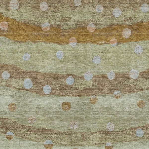 10 Ft Striped Sage Polyester Area Rug Washable Stain Resistant Indoor Outdoor Patio