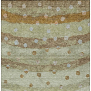 10 Ft Striped Sage Polyester Area Rug Washable Stain Resistant Indoor Outdoor Patio