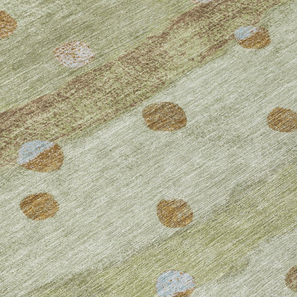 10 Ft Striped Sage Polyester Area Rug Washable Stain Resistant Indoor Outdoor Patio