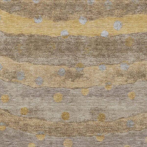 8 X 10 Taupe Gold Stripe Polyester Area Rug Washable Stain Resistant Patio Home