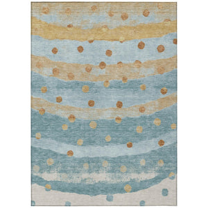 HomeRoots 8x10 Teal Graphite Stripe Polyester Area Rug Washable for Patio Porch or Living Room 736957