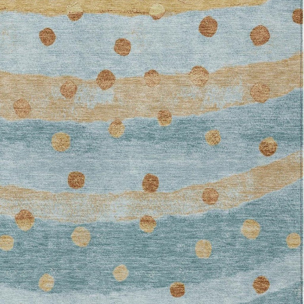 8x10 Teal Graphite Stripe Polyester Area Rug Washable for Patio Porch or Living Room