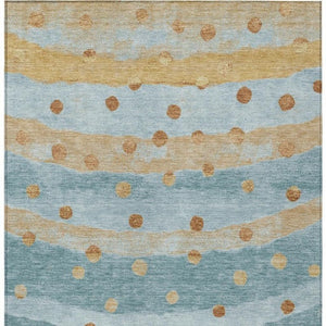 8x10 Teal Graphite Stripe Polyester Area Rug Washable for Patio Porch or Living Room