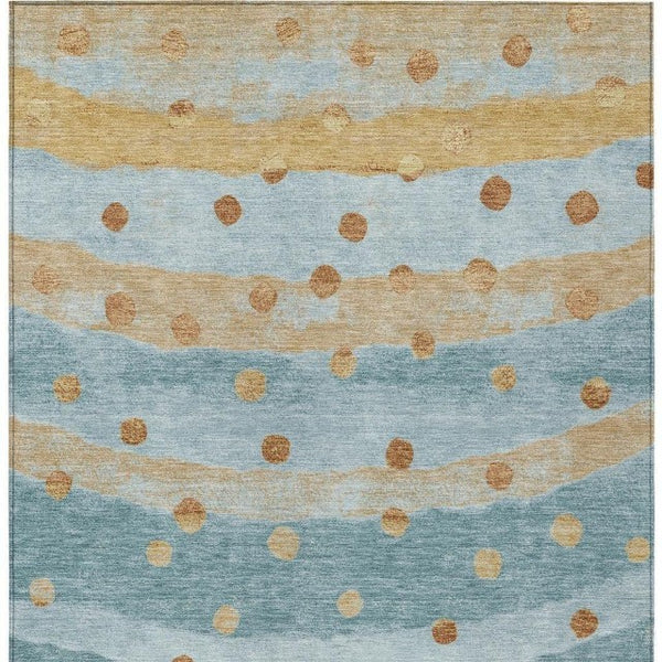 8x10 Teal Graphite Stripe Polyester Area Rug Washable for Patio Porch or Living Room