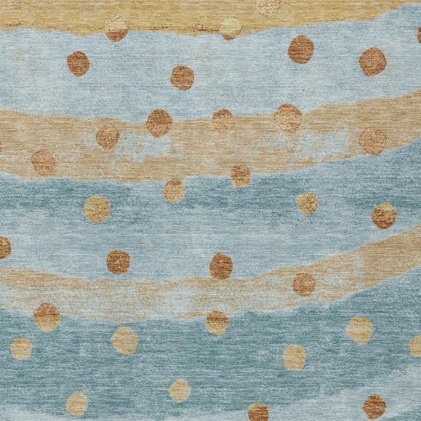 8x10 Teal Graphite Stripe Polyester Area Rug Washable for Patio Porch or Living Room