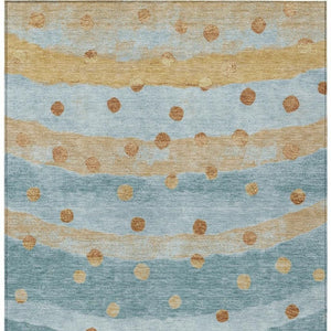 8x10 Teal Graphite Stripe Polyester Area Rug Washable for Patio Porch or Living Room