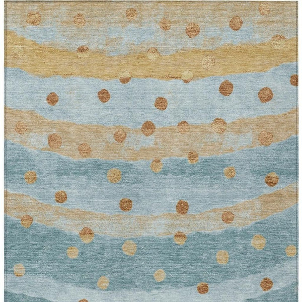 8x10 Teal Graphite Stripe Polyester Area Rug Washable for Patio Porch or Living Room