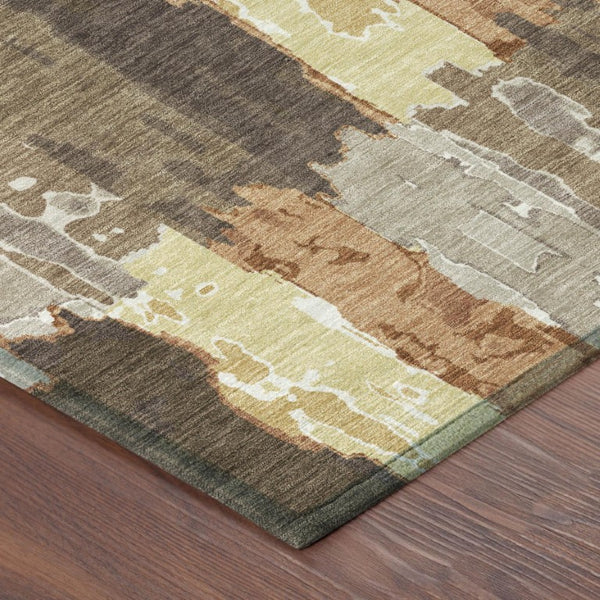 8 Ft Round Abstract Polyester Area Rug for Patio Porch or High Traffic Indoor Spaces
