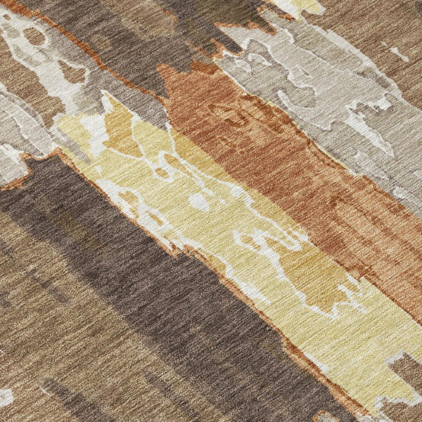 8 Ft Round Abstract Polyester Area Rug for Patio Porch or High Traffic Indoor Spaces
