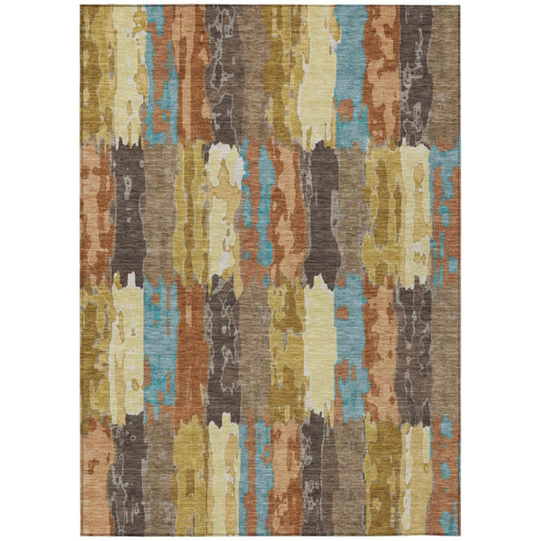 HomeRoots 10 X 14 Copper Orange Abstract Polyester Area Rug Washable for Patio or Living Room 736971