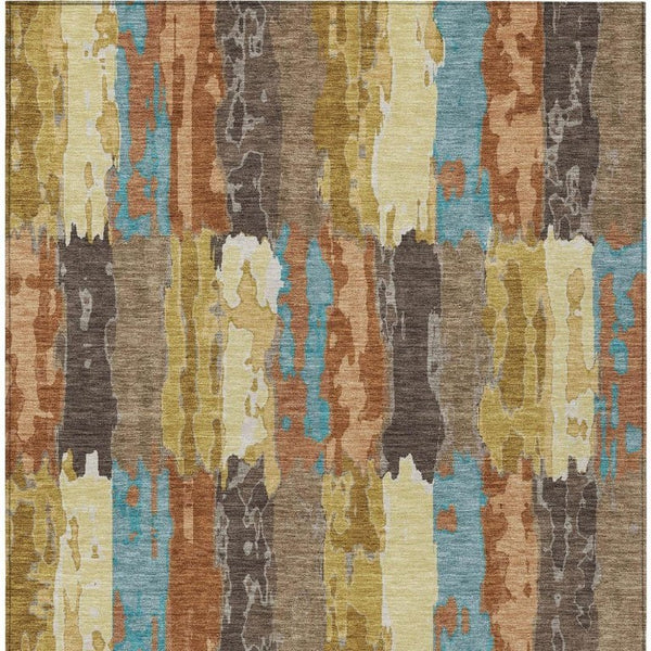 10 X 14 Copper Orange Abstract Polyester Area Rug Washable for Patio or Living Room