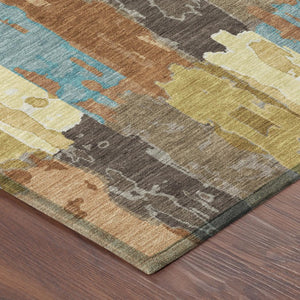 10 X 14 Copper Orange Abstract Polyester Area Rug Washable for Patio or Living Room