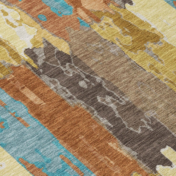 10 X 14 Copper Orange Abstract Polyester Area Rug Washable for Patio or Living Room