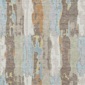 5 X 8 Ivory Blue Abstract Polyester Area Rug Washable for Indoor Outdoor Use