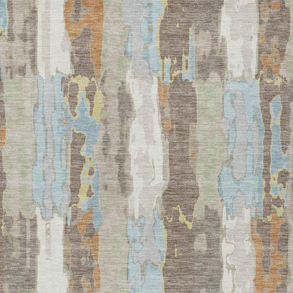 9 X 12 Ivory Blue Abstract Polyester Area Rug Washable for Patio or Living Room