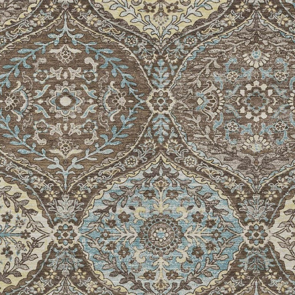 5 X 8 Ogee Brown Graphite Polyester Area Rug Washable for Indoor Outdoor Use