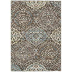 HomeRoots 9 X 12 Brown Graphite Ogee Polyester Area Rug Washable Stain Resistant Indoor Outdoor 736988