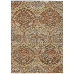 HomeRoots 5x8 Copper Pink Ogee Polyester Area Rug Washable Stain Resistant Indoor Outdoor Patio 736991