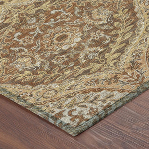 8 Foot Round Ogee Polyester Area Rug Washable Stain Resistant Indoor Outdoor Patio