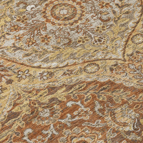 9x12 Copper Pink Ogee Polyester Area Rug Washable Stain Resistant Indoor Outdoor Use