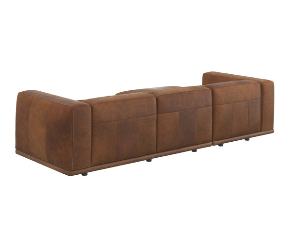 Sunpan Beau Sofa Chaise - Luxurious Lucia Tobacco Leather, Left-facing Design With Elegant Wood Legs Brown Leather 111850