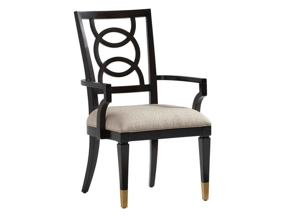 Lexington Pierce Upholstered Chair – Luxe Transitional Design With Gold Accents And Elegant Intersecting Motif Ritz  736-881-01