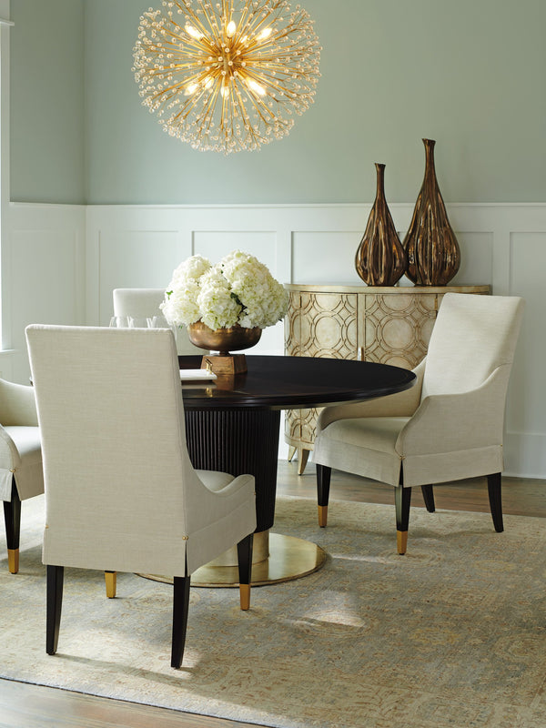 Lexington Waldorf Round Dining Table - Luxe Transitional Design With Elegant Gold Accents And Spacious Seating Ritz  736-875c