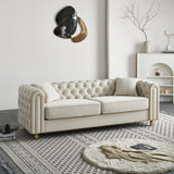 English Elm 86'' W Luxury Modern Tufted Sofa With 2 Piece s Of Toss Pillows For Living Room ,Bedroom,Beige Color