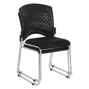 OSP Home Furnishings Visitor's Pro-line Ii Stacking Chair 2-pack with Chrome Sled Base for Office Spaces 8455C2-30