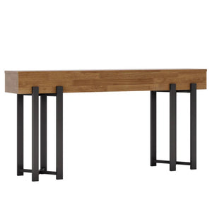 English Elm Practical Geometric Console Table with Matte Black Wood Grain Finish for Entryway or Sofa T3971P452927
